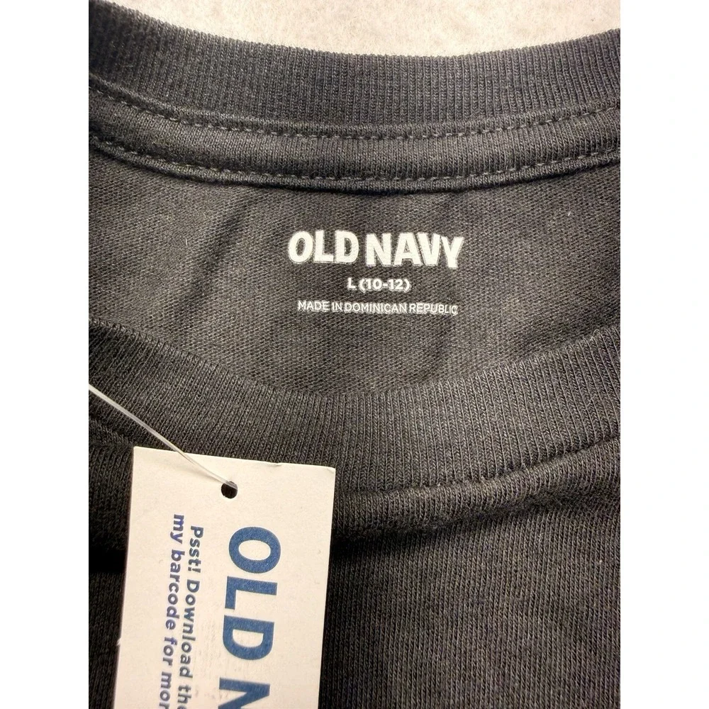 Old Navy Boys L 10-12 Graphic Tee Black Skate Santa Christmas Holidays NWT